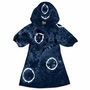 Navy Tie-Dye Hooded Dress